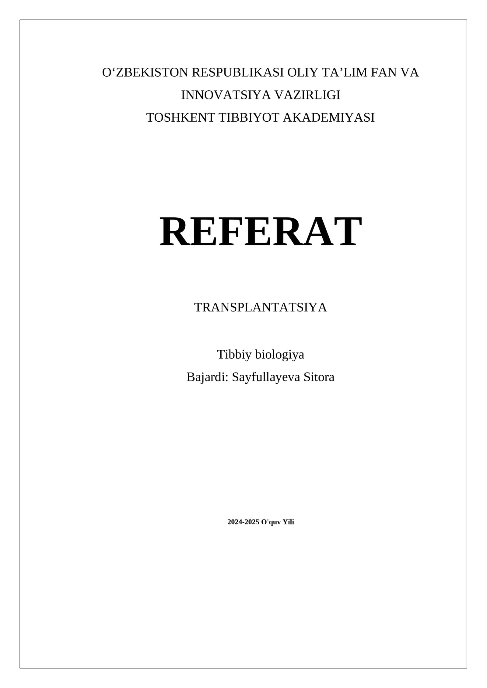 REFERAT TRANSPLANTATSIYA