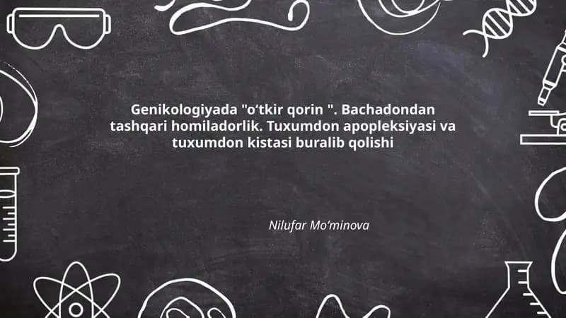 Oʻtkir qorin (ginekologik): taʼrif va umumiy etiologiya