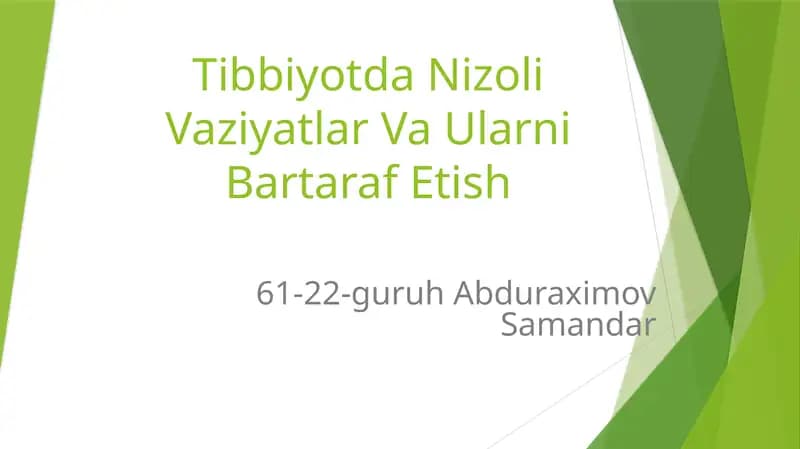 Nizoli Vaziyatlar Va Ularni Bartaraf Etish