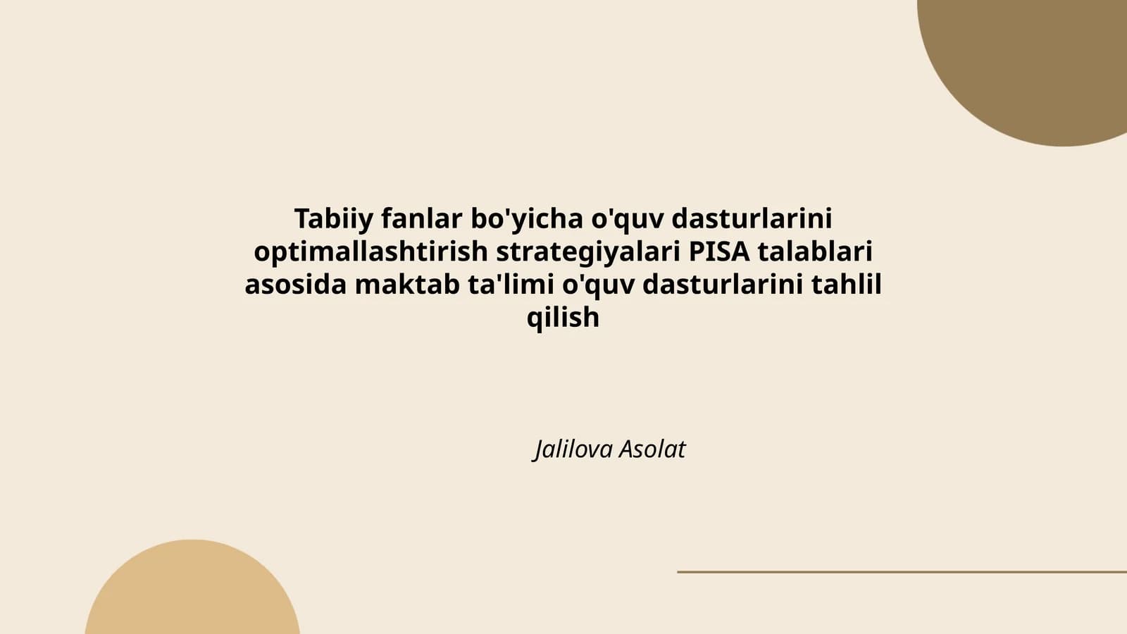 PISA talablari va tabiiy fanlar ta'limi