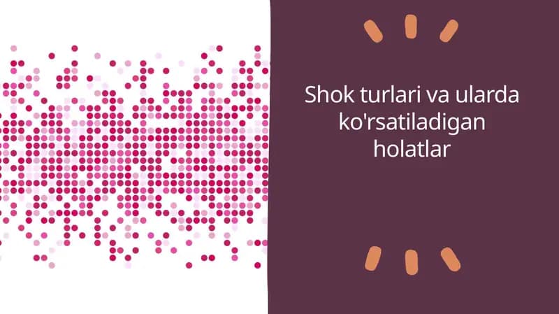 Shok turlari va ularda ko'rsatiladigan holatlar