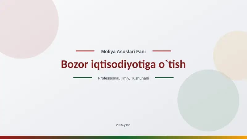 Bozor iqtisodiyotiga o`tish haqida slayd prezentatsiya