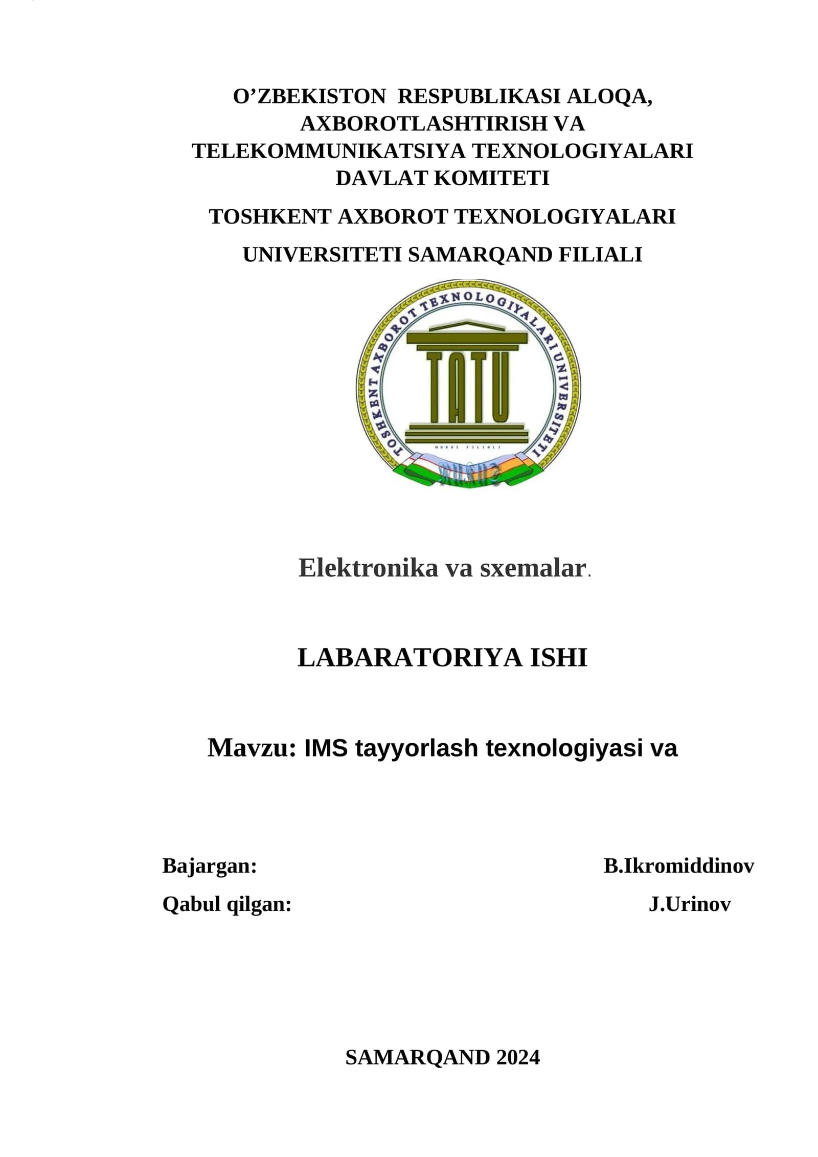 IMS tayyorlash texnologiyasi va klassifikatsiyasi bilan tanishish
