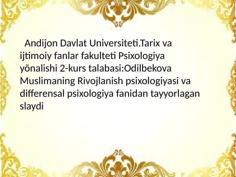 Rivojlanish psixologiyasi va differensal psixologiya