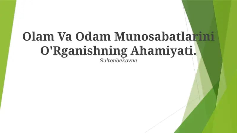 Inson munosabatlarini o'rganishning ahamiyati