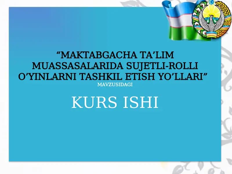 Maktabgacha ta'lim muassasalarida sujetli-rolli o'yinlarni tashkil etish yo'llari