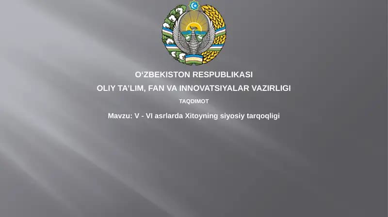 V - VI asrlarda Xitoyning siyosiy tarqoqligi