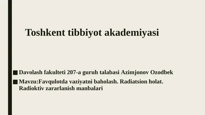 Toshkent Tibbiyot Akademiyasi Davolash Fakulteti