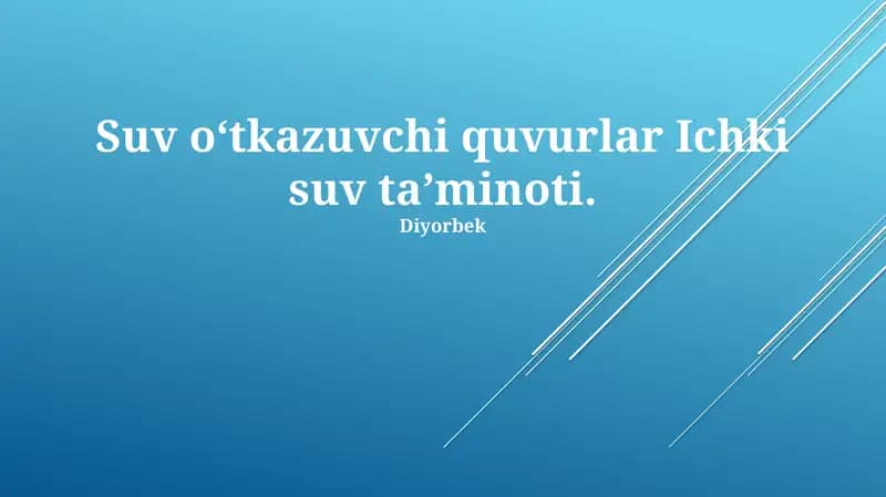Suv o'tkazuvchi quvurlar