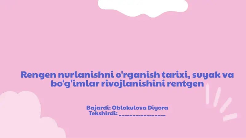 Rengen nurlanishni o'rganish tarixi