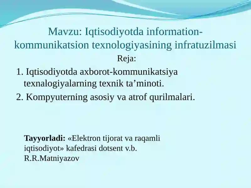 Iqtisodiyotda information-kommunikatsion texnologiyasi