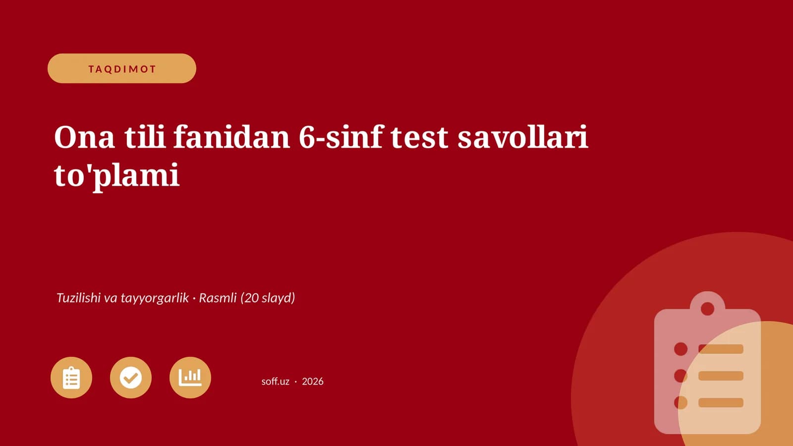Ona tili fanidan 6-sinf test savollari to'plami