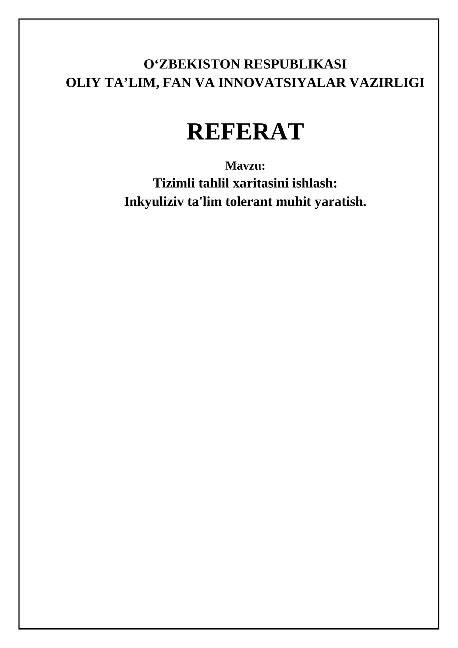 Inklyuziv ta'lim va tolerant muhit o'rtasidagi bog'liqlik
