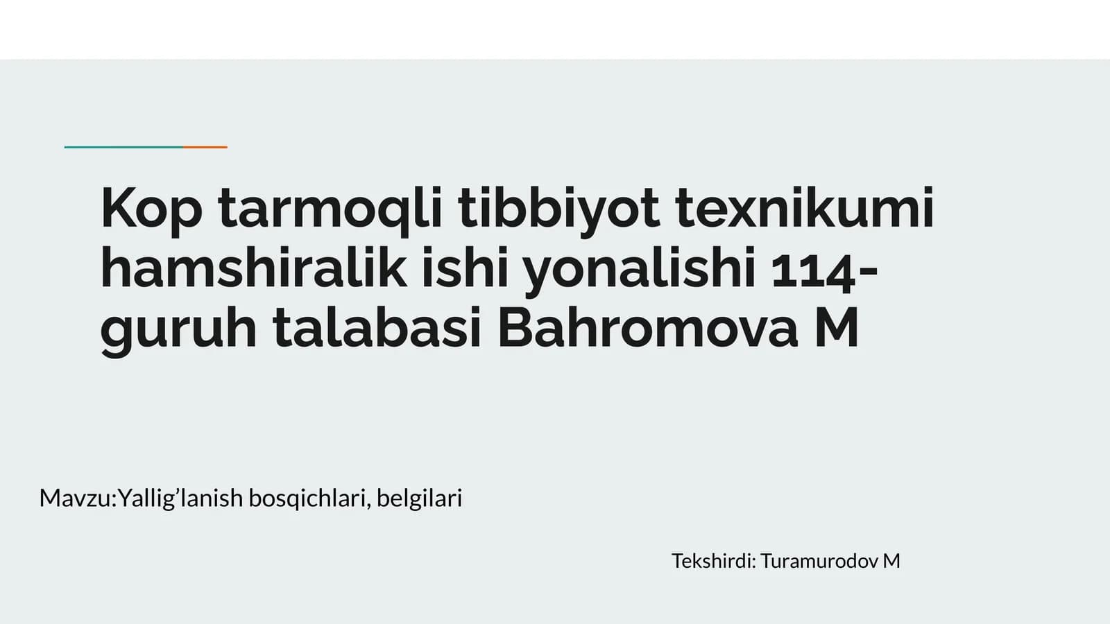 Koptarmoqli tibbiyot texnikumi hamshiralik