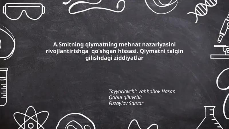Qiymatning mehnat nazariyasini rivojlantirishga qo'shgan hissasi