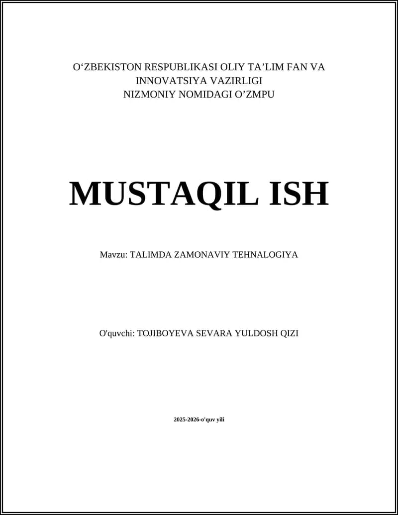 TALIMDA ZAMONAVIY TEHNALOGIYA