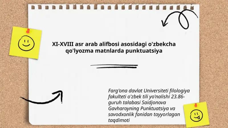 XI-XVIII asr arab alifbosi asosidagi o'zbekcha qo'lyozma matnlarda punktuatsiya