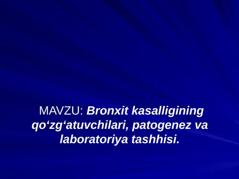 Bronxit kasalligi qo'zg'atuvchilari