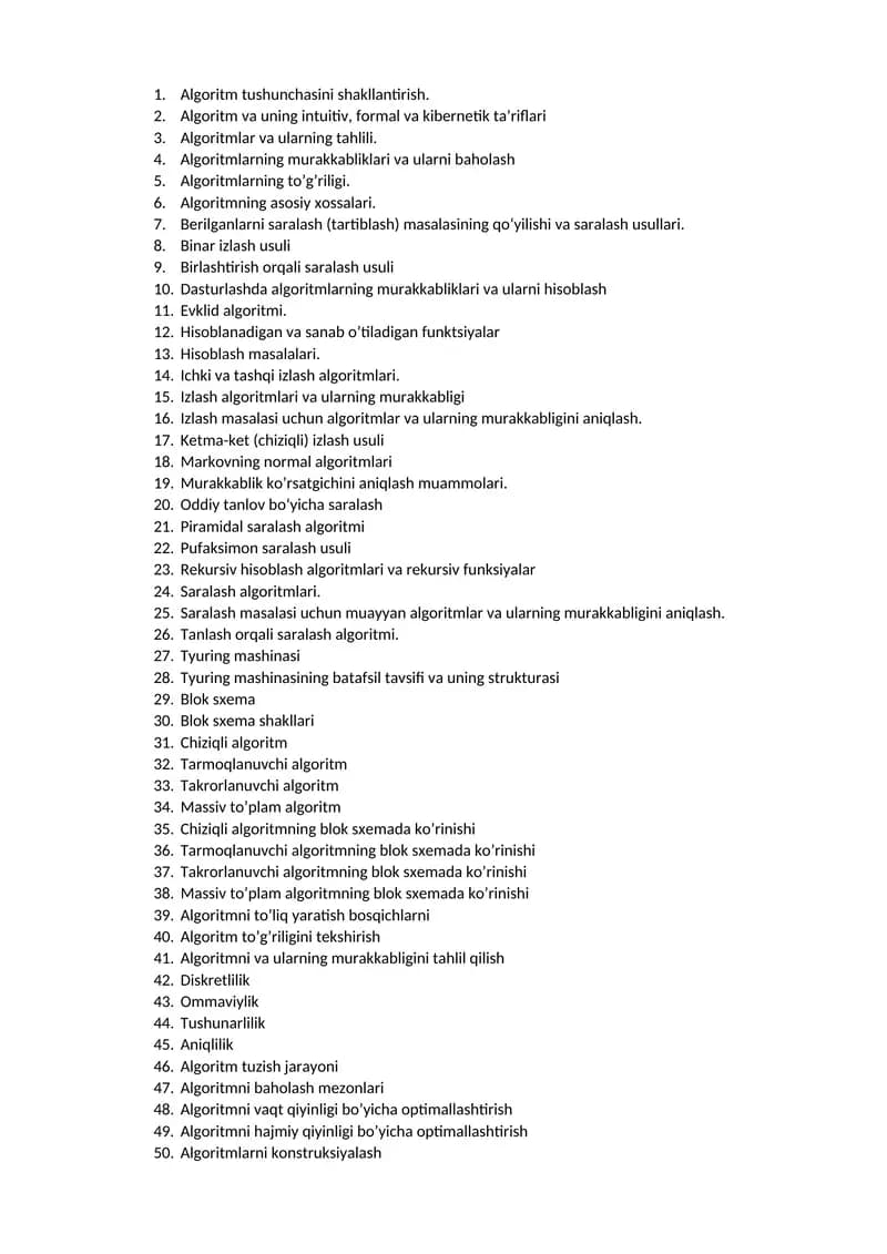 Algoritm va Dasturlash asoslari