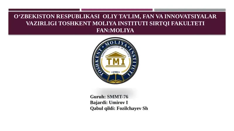 Moliya-pul munosabatlarining ajralmas qismi