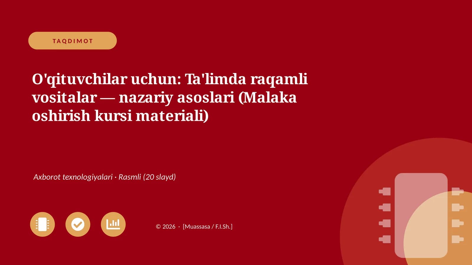 Ta'limda raqamli vositalar — nazariy asoslari (Malaka oshirish kursi materiali)