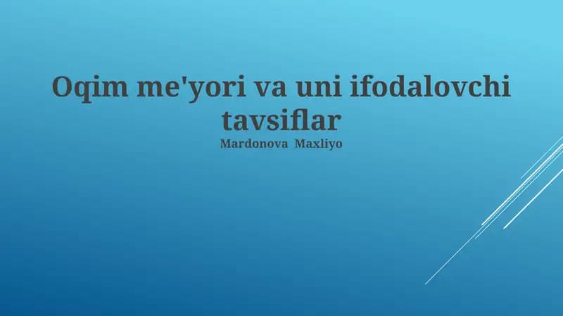 Yaxshi o'qish tezligi va uni ifodalovchi tavsiflar