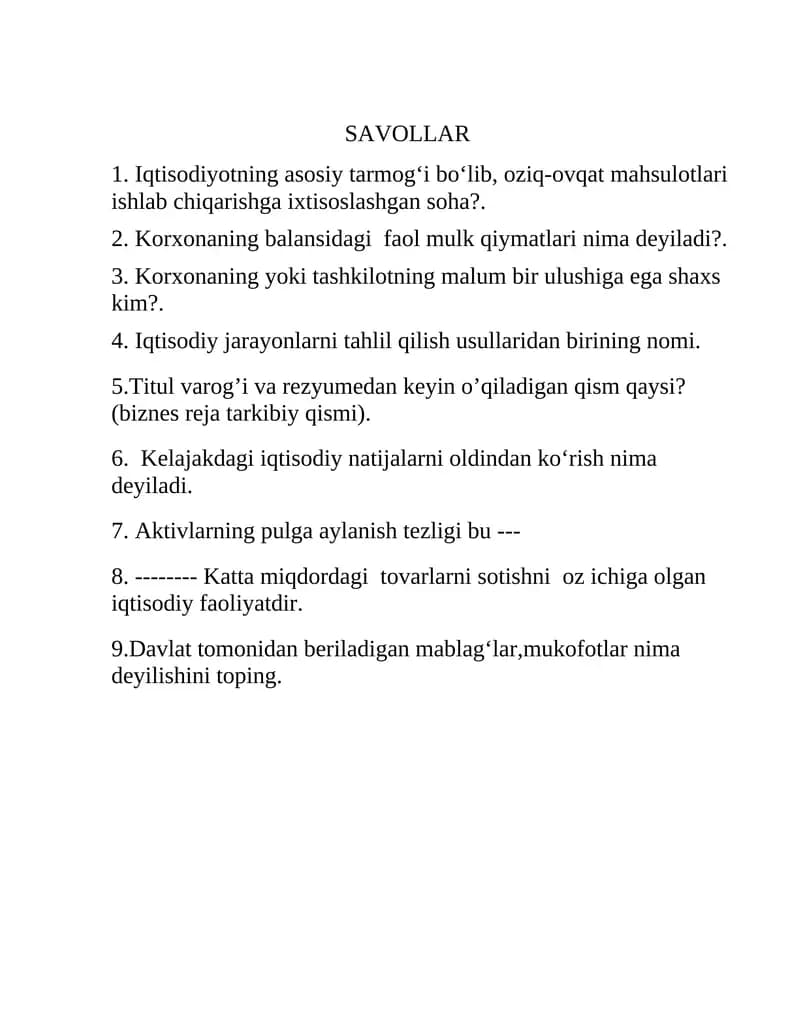 Iqtisodiy Jarayonlarni Tahlil Qilish Usullaridan Biri