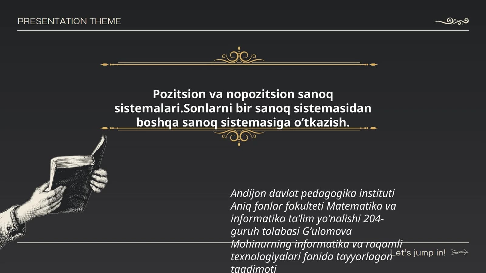 Informatika va raqamli texnalogiyalari fanida tayyorlagan taqdimoti