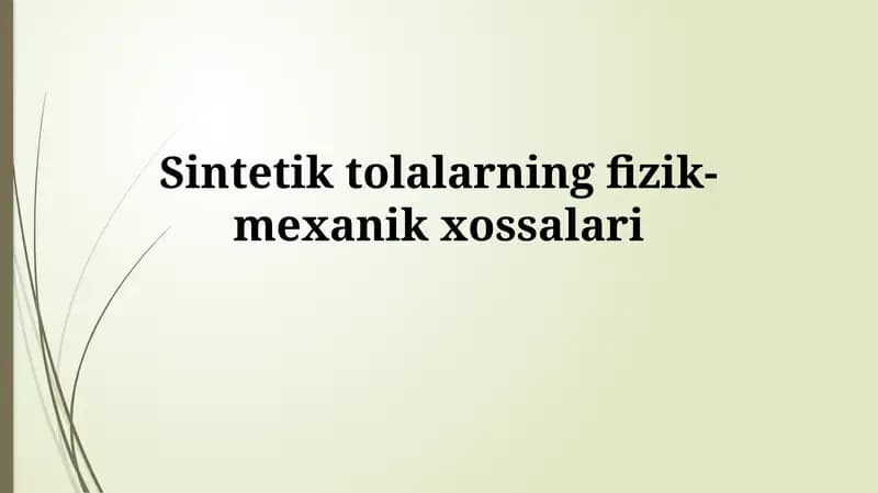 Sintetik tayanchlarning fizik-mexanik xossalari