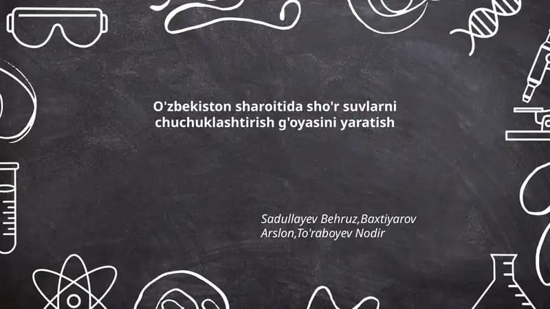 O'zbekiston sharoitida sho'r suvlarni chuchuklashtirish g'oyasini yaratish
