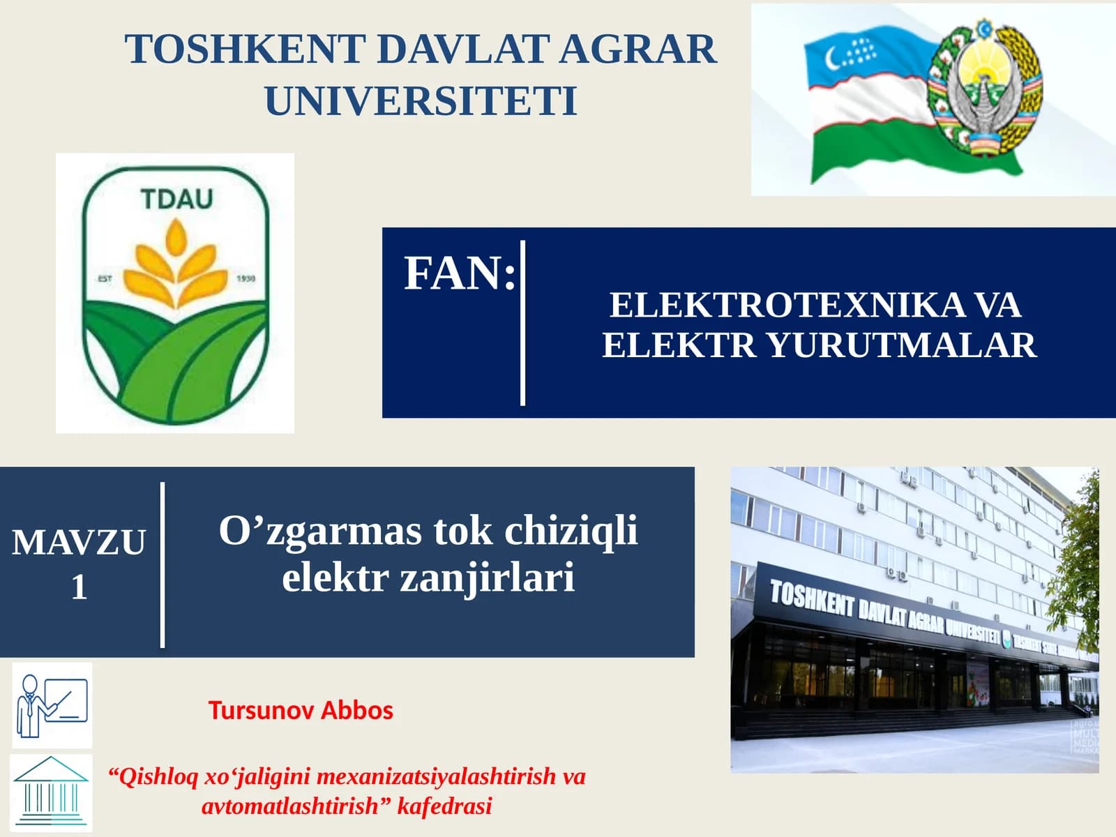 ELEKTROTEXNIKA VA ELEKTR YURUTMALAR