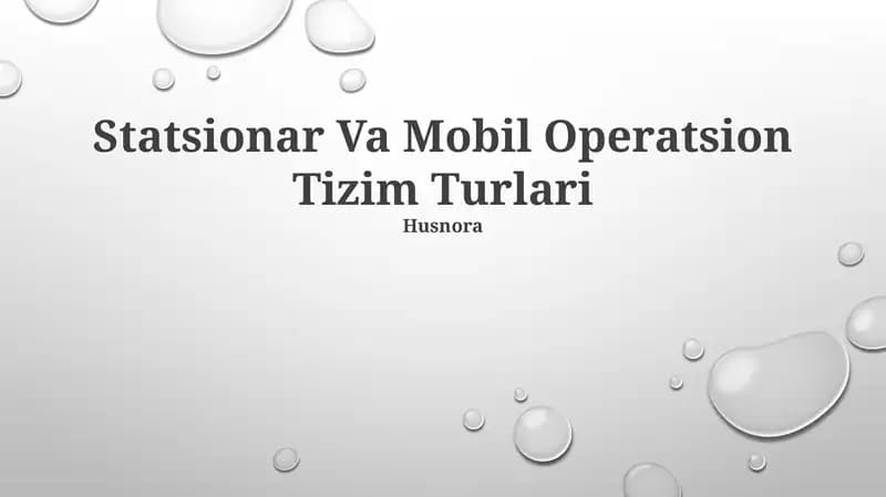 Statsionar Va Mobil Operatsion Tizim Turlari