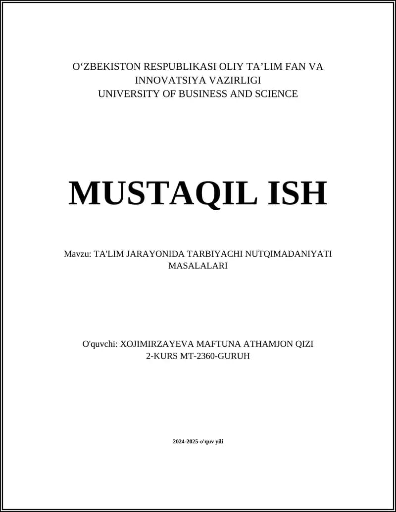 Tarbiyachining pedagogik nutqi
