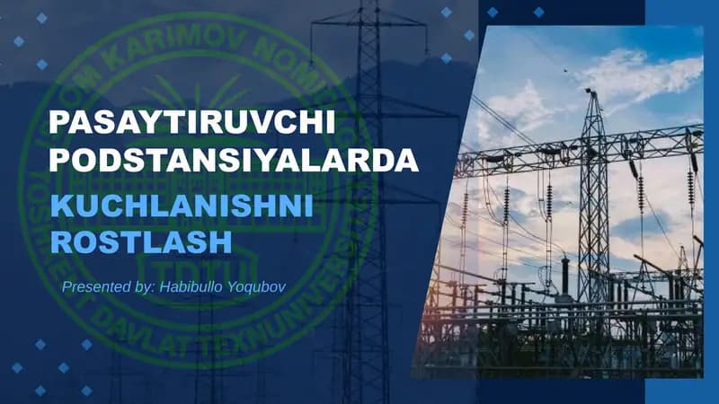 Pasaytiruvchi podstansiyalarda kuchlanishni rostlash