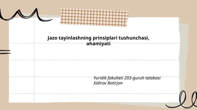 Jazo tayinlashning prinsiplari tushunchasi, ahamiyati