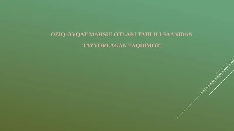Oziq ovqat mahsulotlari tarkibidagi vitaminlarni aniqlash
