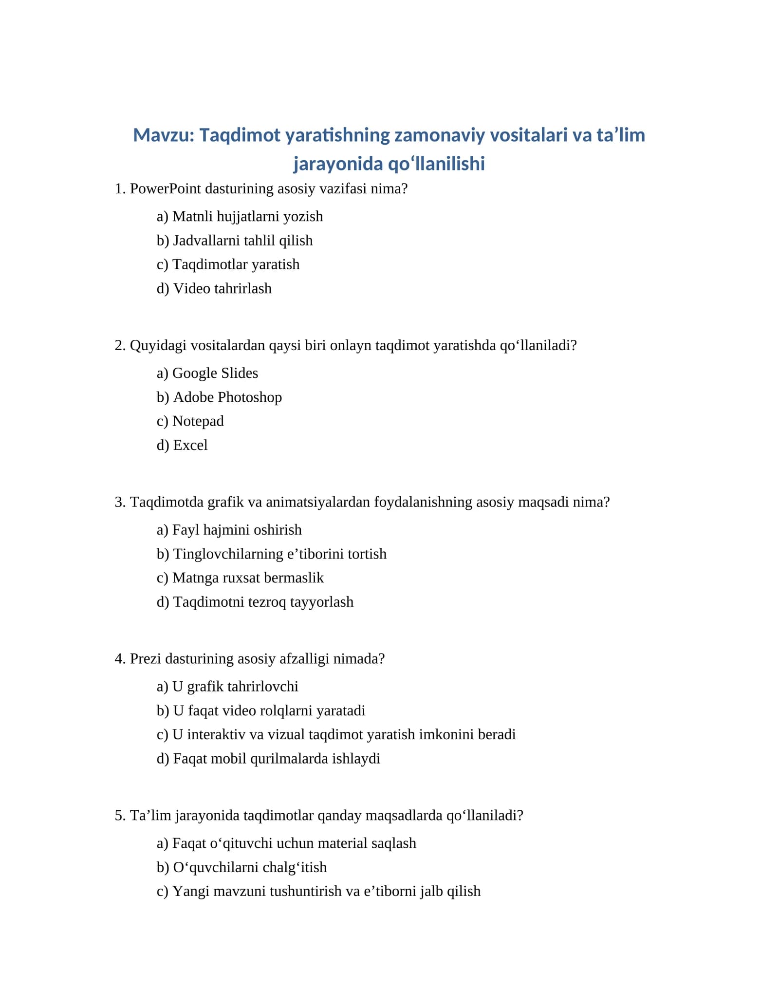 PowerPoint dasturi