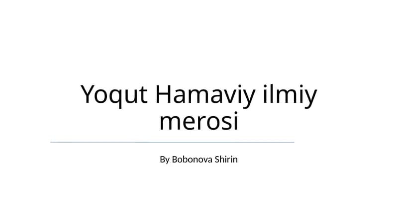 Yoqut Hamaviy ilmiy merosi