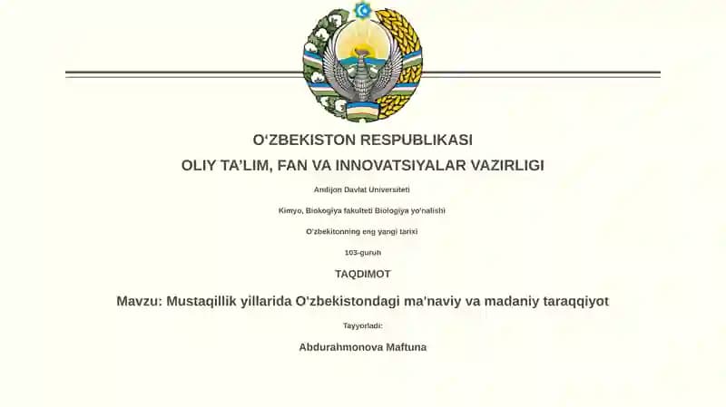O'zbekitonning eng yangi tarixi