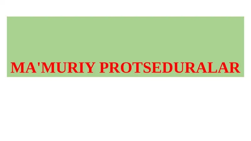 Ma'muriy Protse-duralar