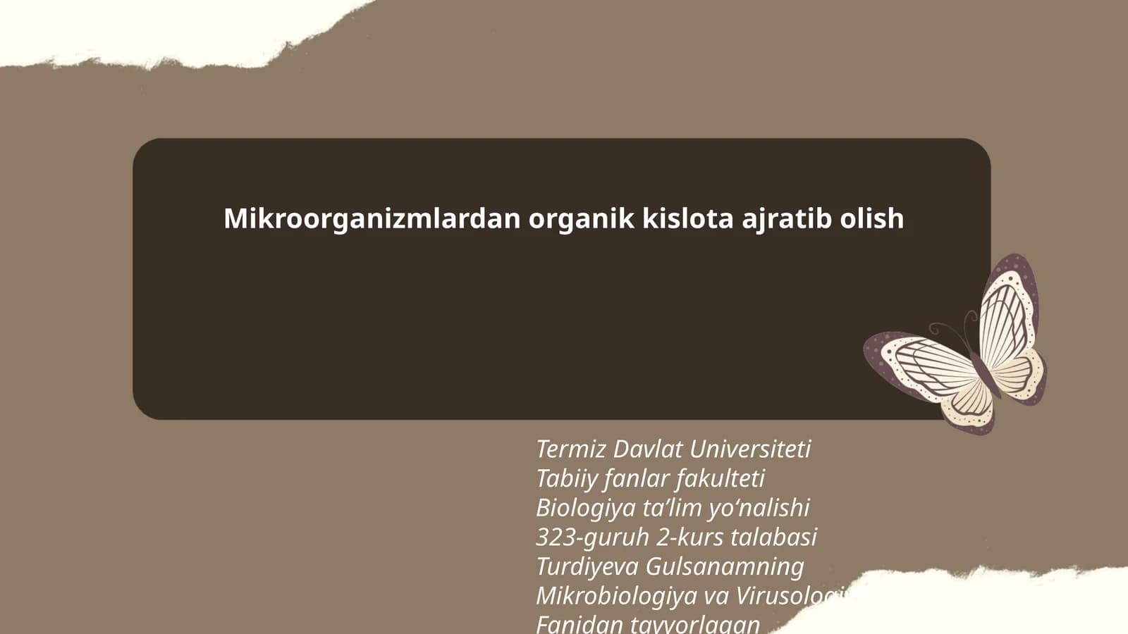 Mikroorganizmlardan organik kislota ajratib olish
