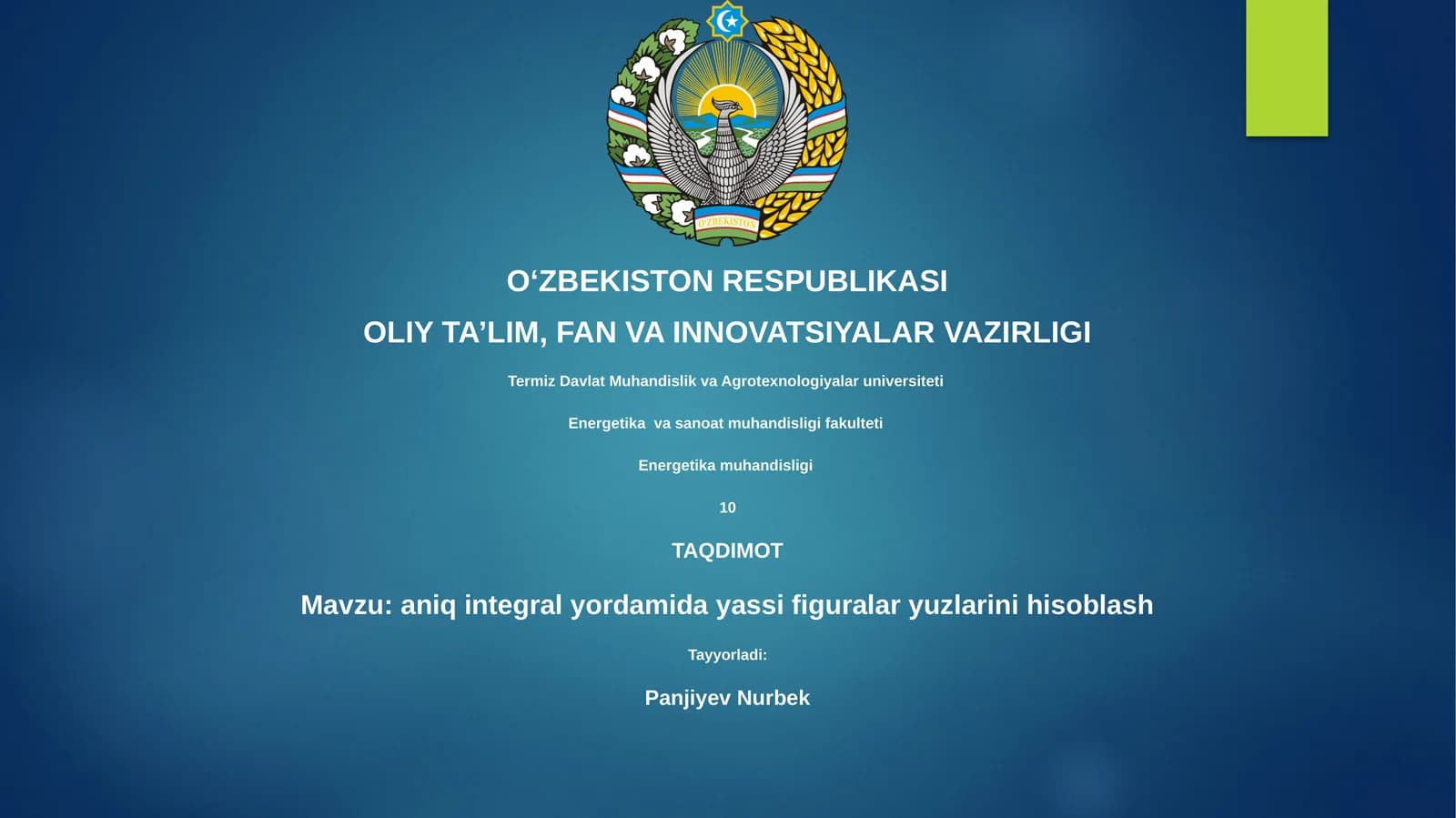Yassi figuralar yuzlarini hisoblash