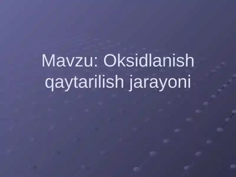 Oksidlanish qaytarilish jarayoni
