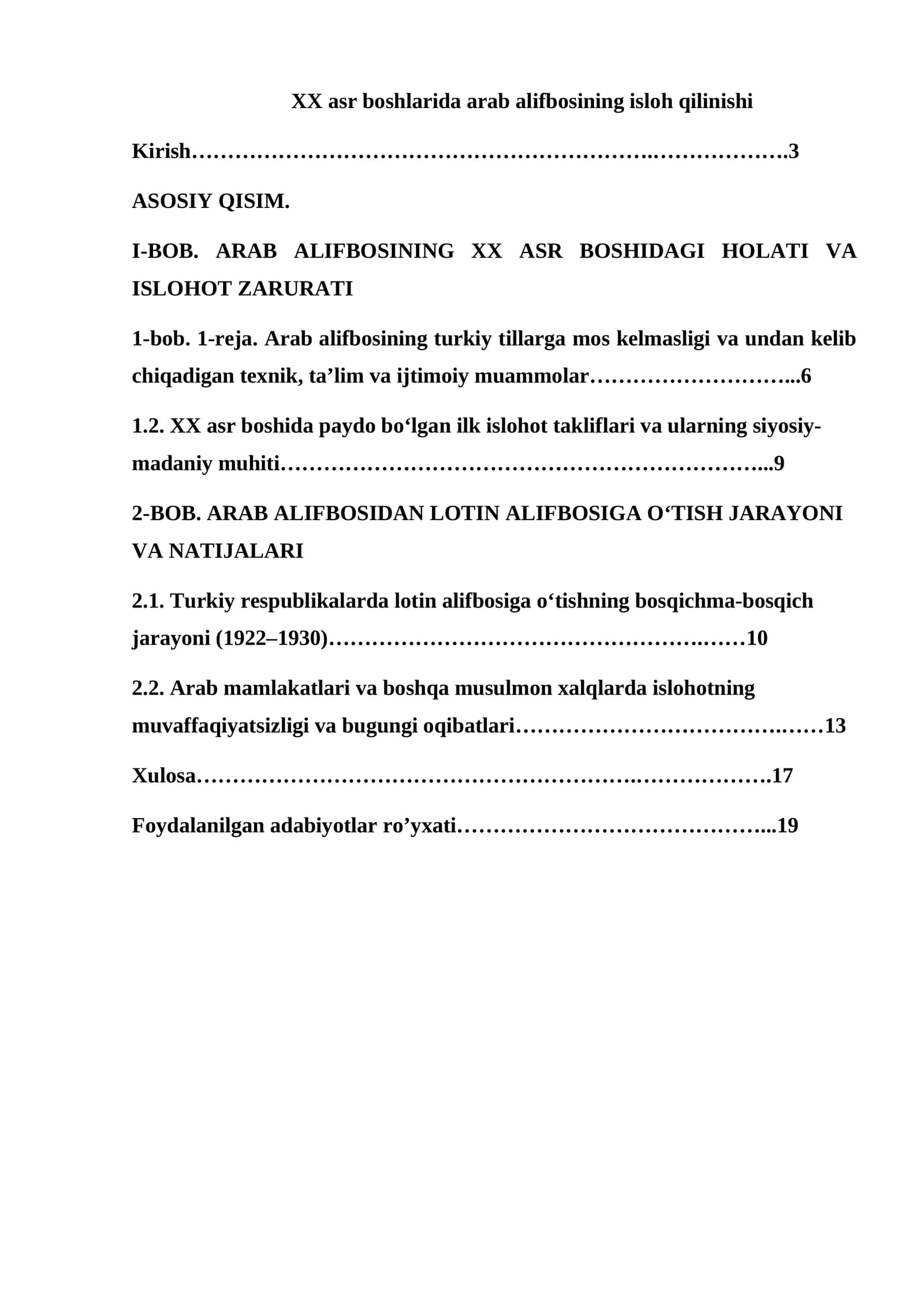 XX asr boshlarida arab alifbosining isloh qilinishi