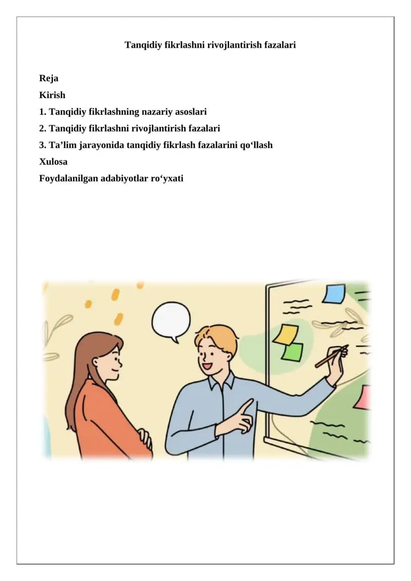 Ta'lim jarayonida tanqidiy fikrlash fazalari