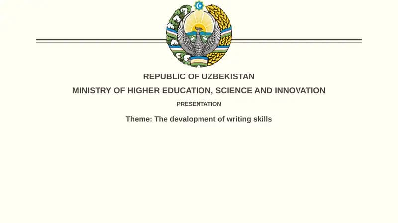 The Development of Writing Skills