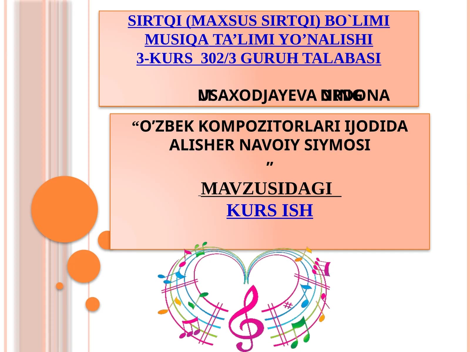 “O’zbek kompozitorlari ijodida Alisher Navoiy siymosi” mavzusidagi kurs ishi