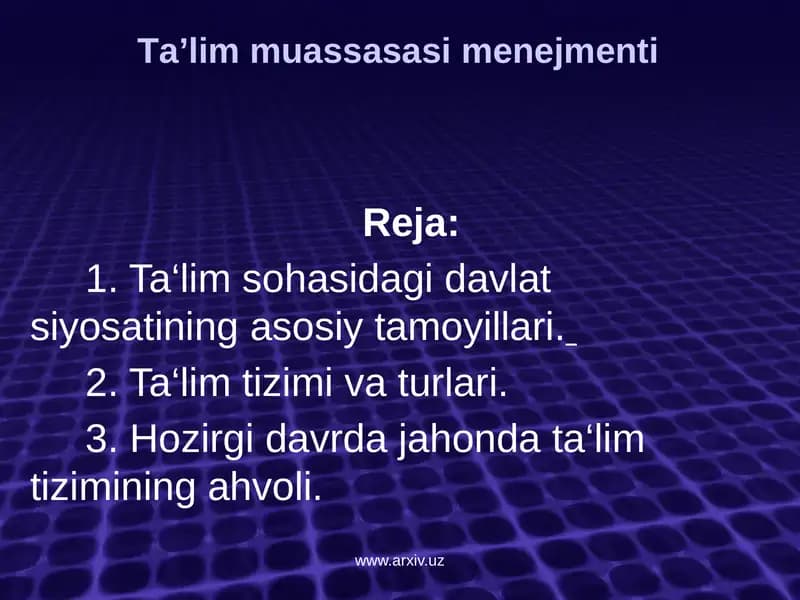 Ta’lim muаssаsаsi mеnеjmеnti