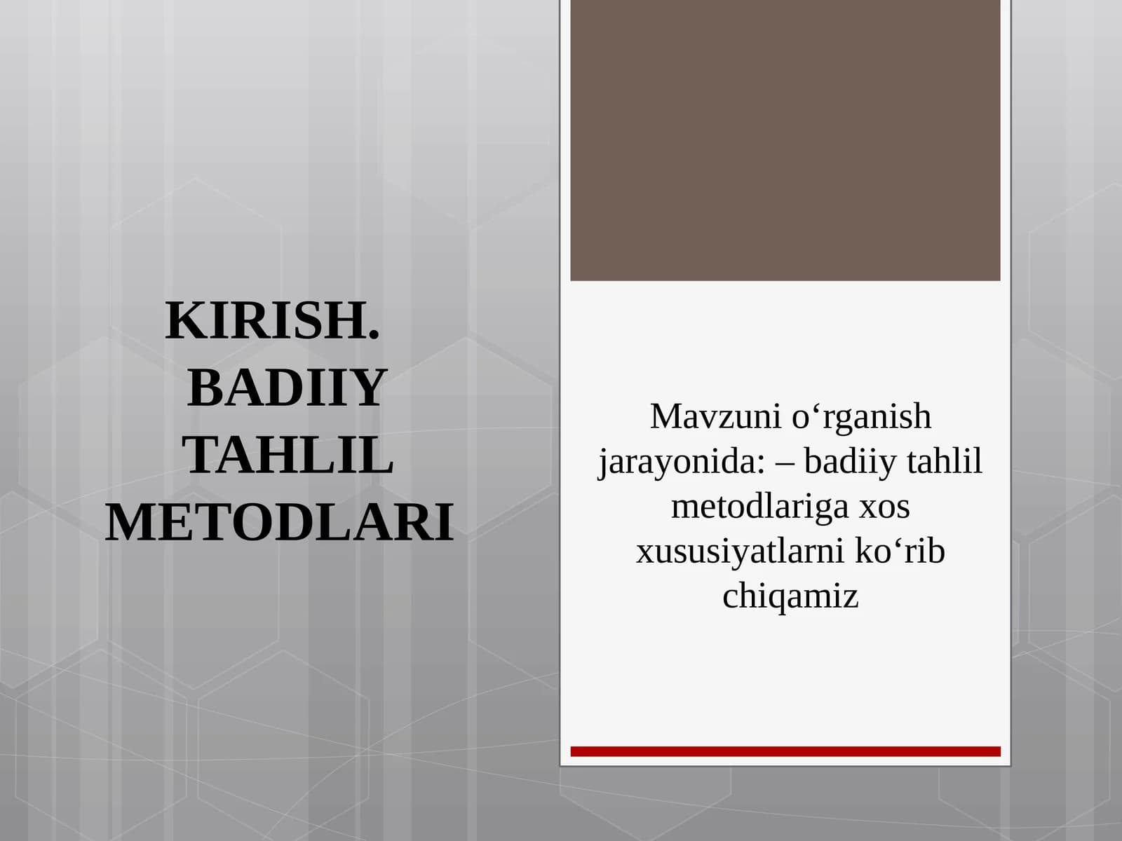 BADIIY TAHLIL METODLARI