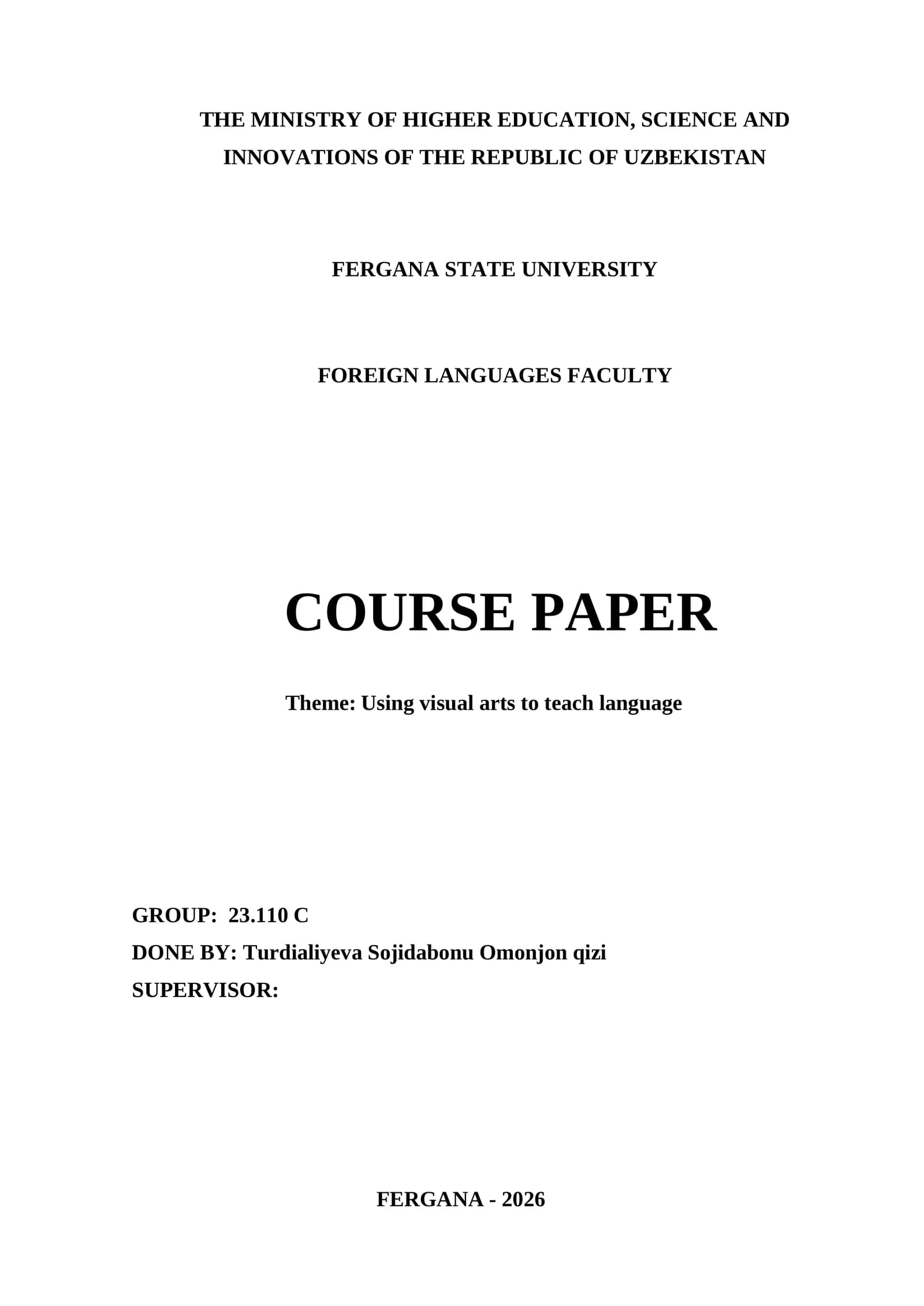 COURSE PAPER: Using visual arts to teach language